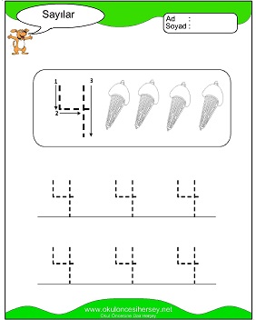 okul öncesi 1 sayısı çizgi çalışması